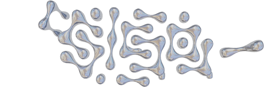 space150's version 50 logo in the shape of a metallic blob